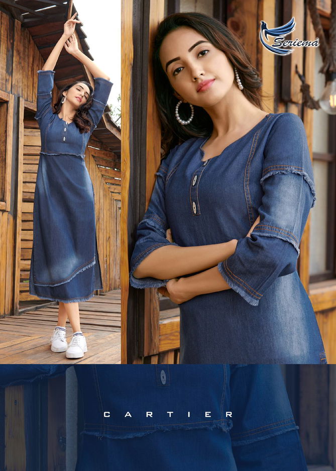 Seriema Kumb Classy New Fancy Wear Cotton Denim Kurti Collection